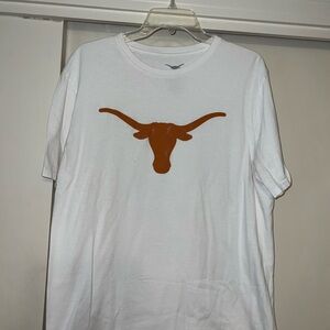 White T-Shirt with Orange Longhorn Logo